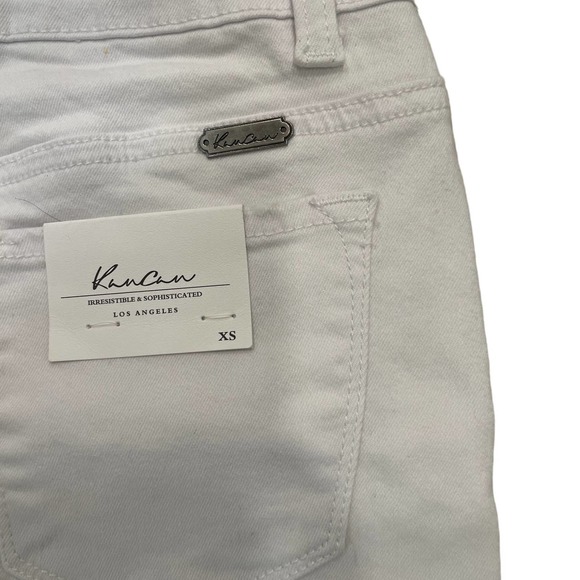 White Kancan Denim mini Skirt Distressed Size XS New With Tags - Picture 11 of 13